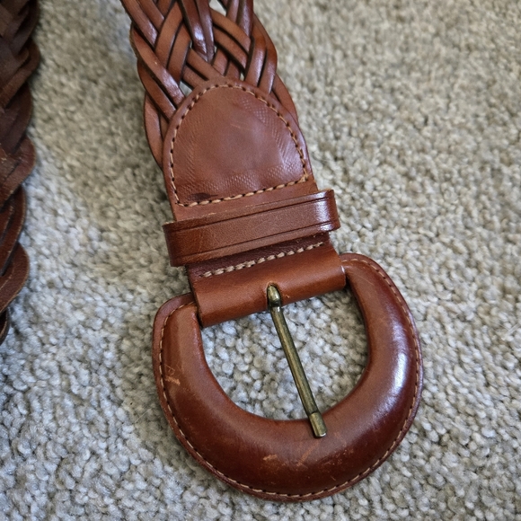 Beautiful Vintage Brown Woven Leather Belt made in Turkey M Medium Estimate - Picture 2 of 7